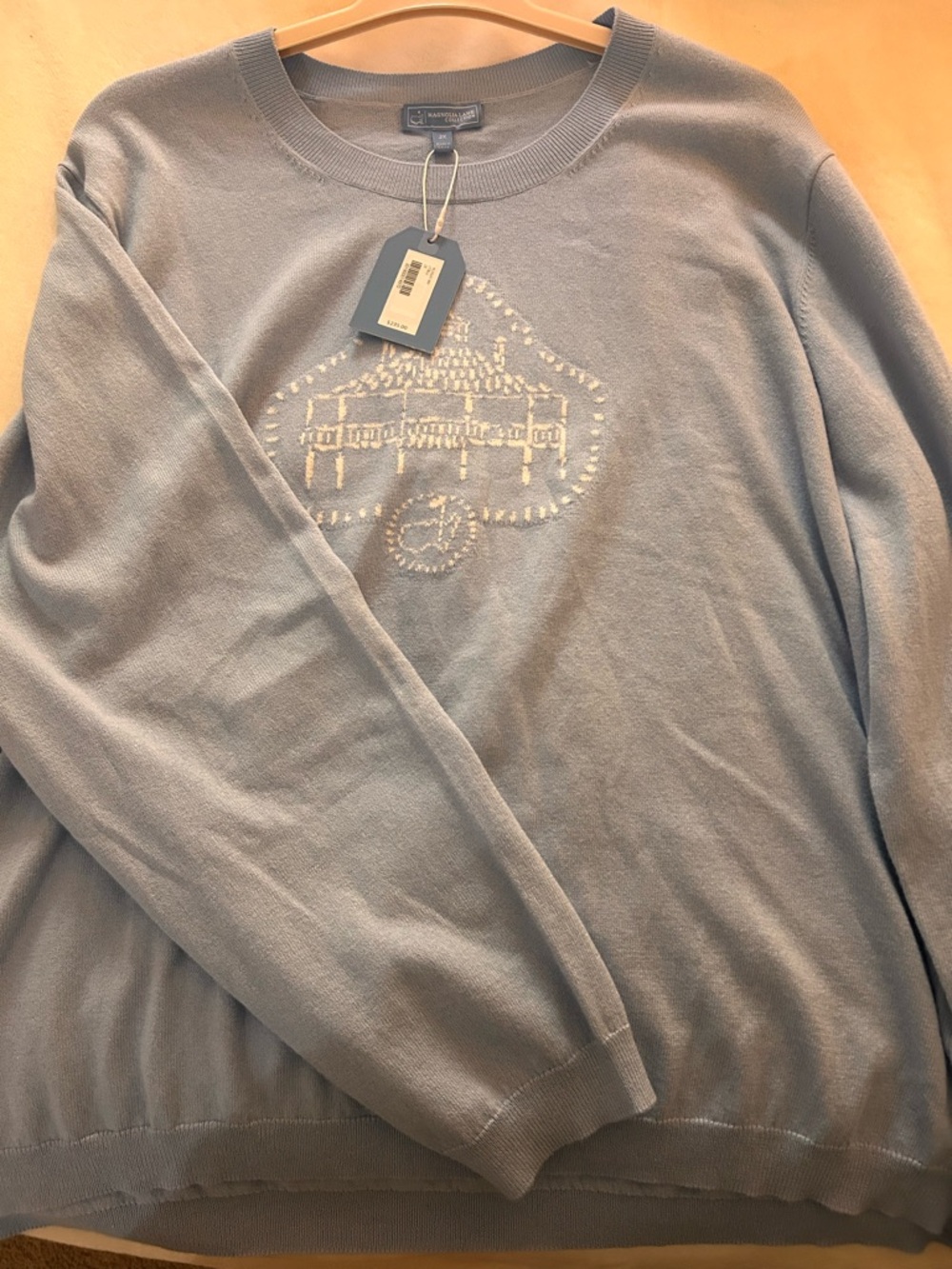 MASTERS - Magnolia Lane Collection Light Blue Sweater with Clubhouse Motif